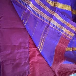 New without tag Maroon silk saree with purple and violet borders